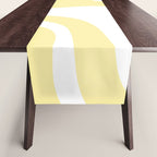 Retro Liquid Swirl Contemporary Abstract Pattern 2 in Butter Yellow and White Table Runner Gallery Image 1