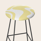 Retro Liquid Swirl Contemporary Abstract Pattern 2 in Butter Yellow and White Stool Gallery Image 2
