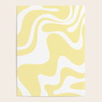 Retro Liquid Swirl Contemporary Abstract Pattern 2 in Butter Yellow and White Poster Gallery Image 4