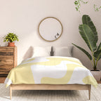 Retro Liquid Swirl Contemporary Abstract Pattern 2 in Butter Yellow and White Comforter Gallery Image 3