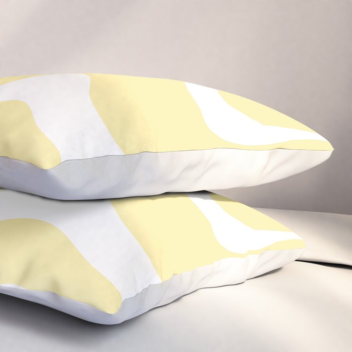 Retro Liquid Swirl Contemporary Abstract Pattern 2 in Butter Yellow and White Pillow Sham Gallery Image 3