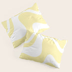 Retro Liquid Swirl Contemporary Abstract Pattern 2 in Butter Yellow and White Pillow Sham Gallery Image 3