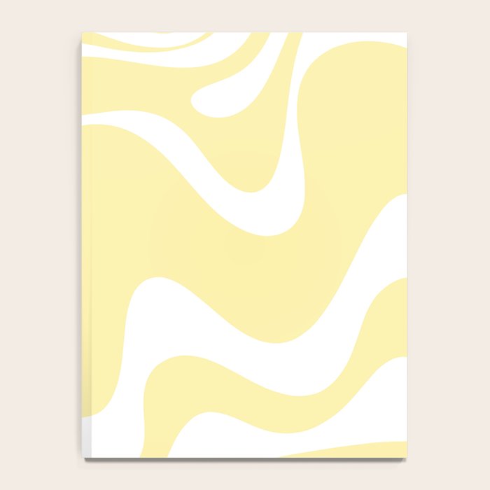 Retro Liquid Swirl Contemporary Abstract Pattern 2 in Butter Yellow and White Notebook Gallery Image 4