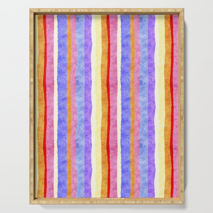 Colorful tye&die stripes Serving Tray Gallery Image 1