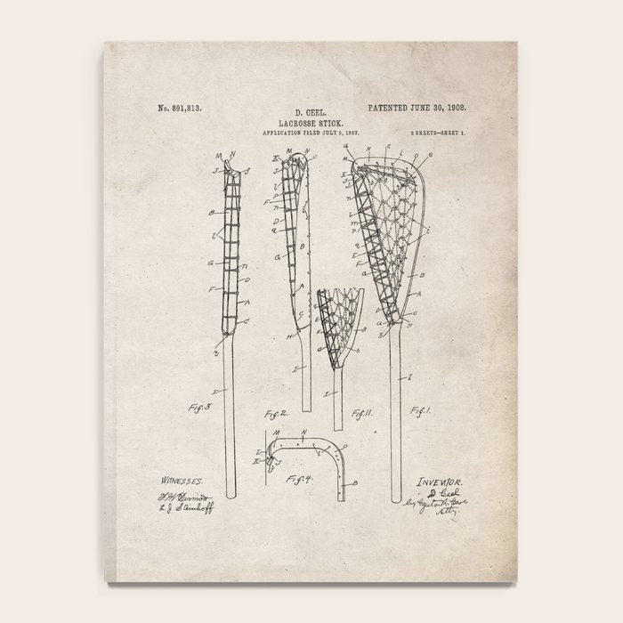 Lacrosse Stick Patent - Lacrosse Player Art - Antique Notebook Gallery Image 4