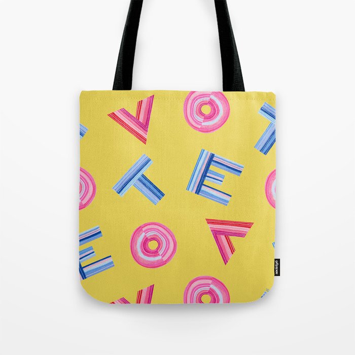 Cast Your Vote | Hand-Lettered Pattern in Yellow Tote Bag Gallery Image 1