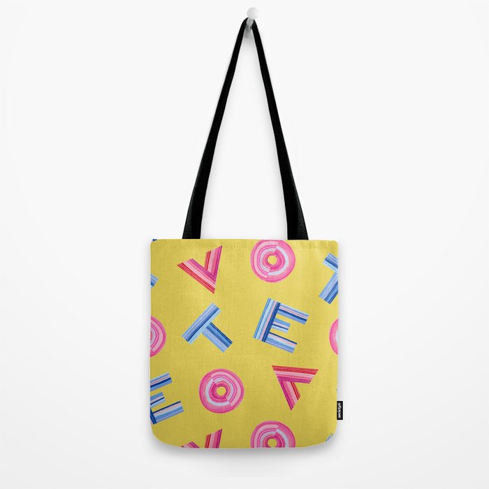 Cast Your Vote | Hand-Lettered Pattern in Yellow Tote Bag Gallery Image 2