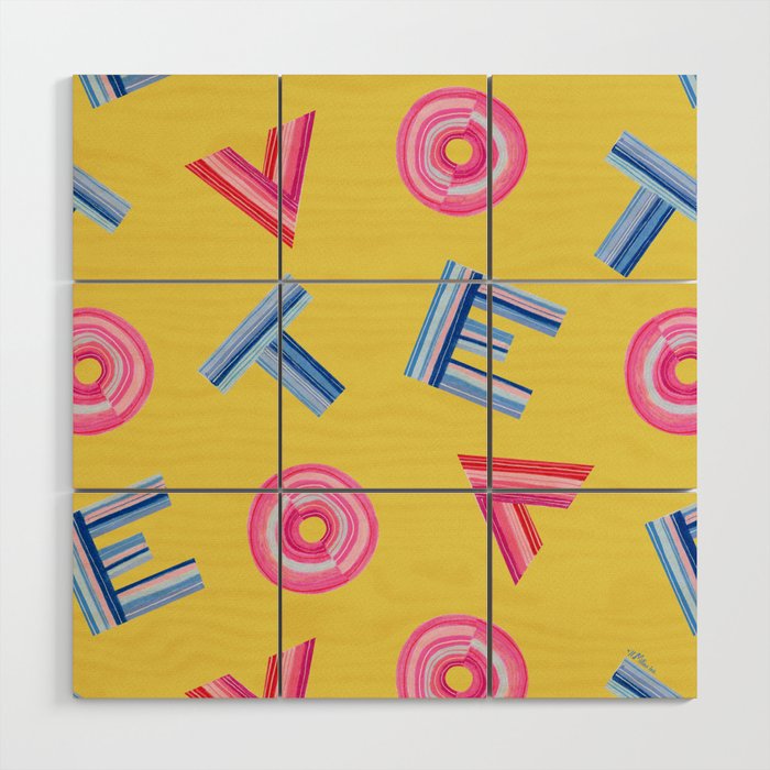Cast Your Vote | Hand-Lettered Pattern in Yellow Wood Wall Art Gallery Image 1