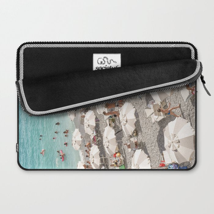 Amalfi Coast Beach Umbrella Photo | Italian Summer In Pastel Colors Art Print | Italy, Europe Travel Photography Laptop Sleeve Gallery Image 2
