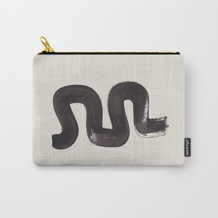 black & white minimalist abstract shapes patterns black ink painting Carry All Pouch Gallery Image 1