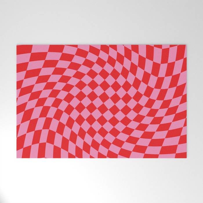 Pink & Red Checker Welcome Mat Gallery Image 1