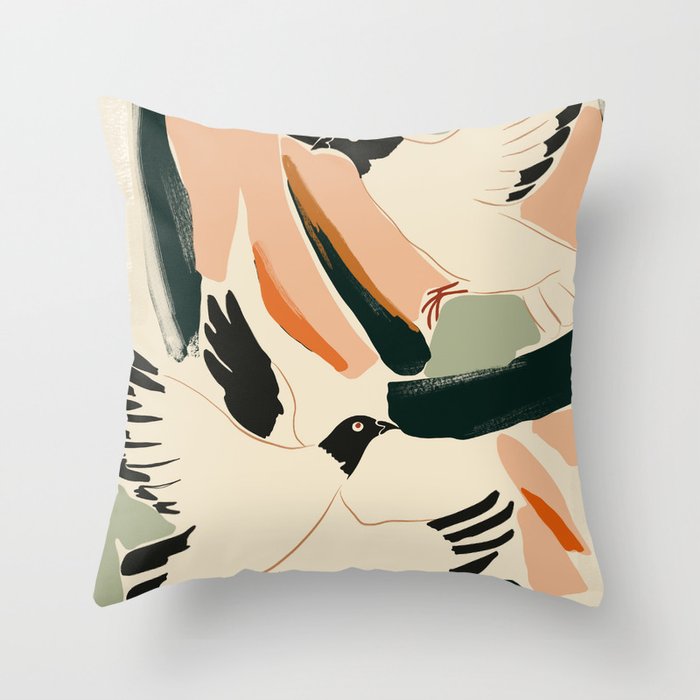 Flying Birds 2 Throw Pillow Gallery Image 1