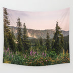 Mount Rainier Wildflower Adventure - National Park Wanderlust Wall Tapestry Gallery Image 4
