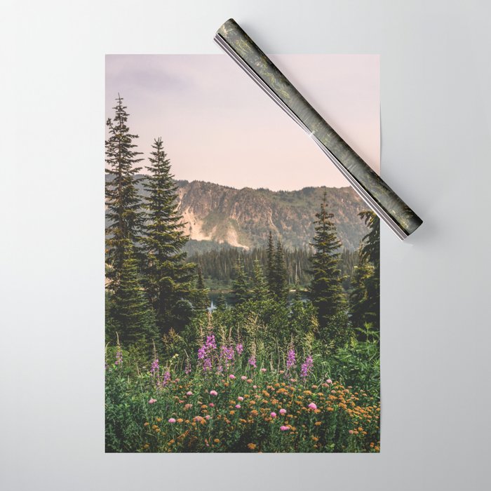 Mount Rainier Wildflower Adventure - National Park Wanderlust Wrapping Paper Gallery Image 1