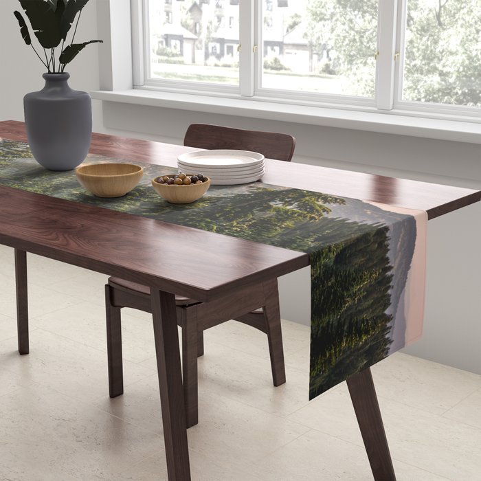 Mount Rainier Wildflower Adventure - National Park Wanderlust Table Runner Gallery Image 2