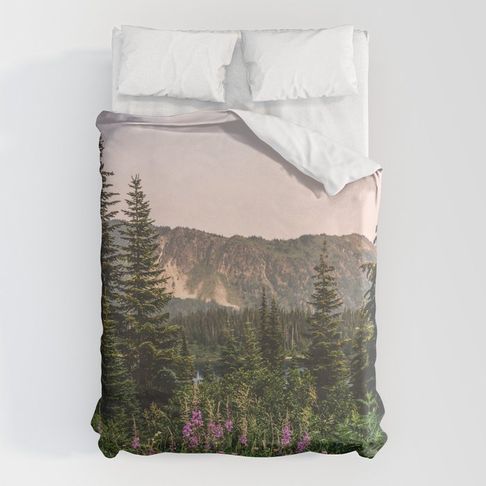 Mount Rainier Wildflower Adventure - National Park Wanderlust Duvet Cover Gallery Image 6