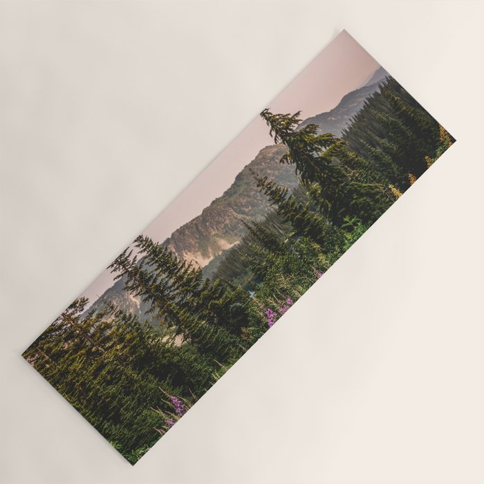 Mount Rainier Wildflower Adventure - National Park Wanderlust Yoga Mat Gallery Image 1