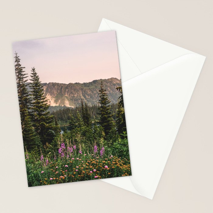Mount Rainier Wildflower Adventure - National Park Wanderlust Stationery Card Gallery Image 2