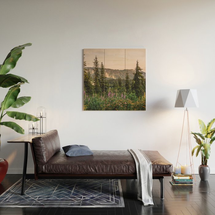 Mount Rainier Wildflower Adventure - National Park Wanderlust Wood Wall Art Gallery Image 2