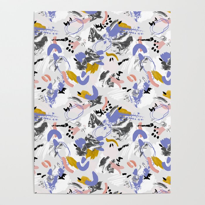 Abstract brush strokes splashes Poster Gallery Image 1