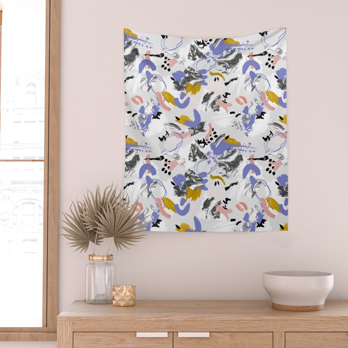 Abstract brush strokes splashes Wall Tapestry Gallery Image 2