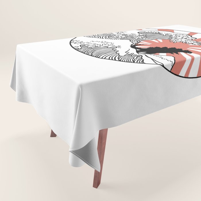 Godzilla Rising Sun The Great Wave  Tablecloth Gallery Image 1