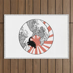 Godzilla Rising Sun The Great Wave  Outdoor Rug Gallery Image 1