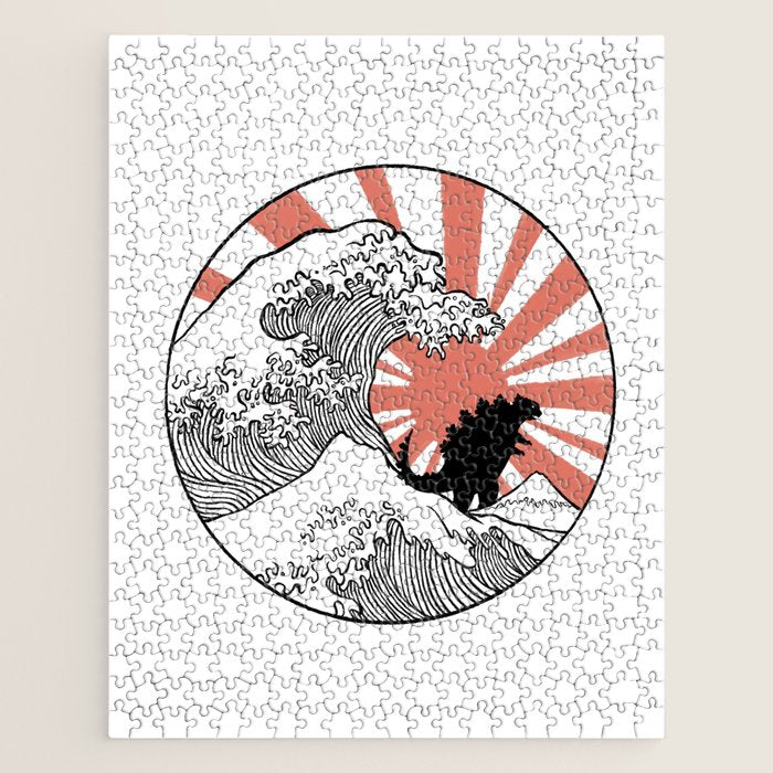 Godzilla Rising Sun The Great Wave  Jigsaw Puzzle Gallery Image 1