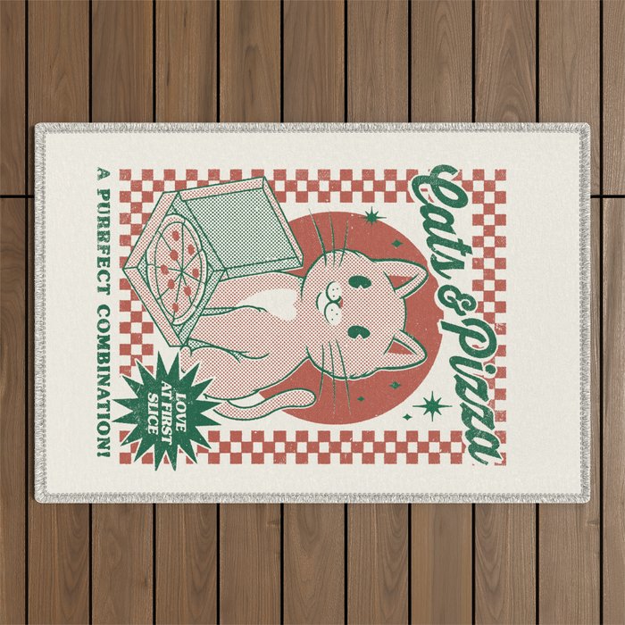 Cats and Pizza Outdoor Rug Gallery Image 1
