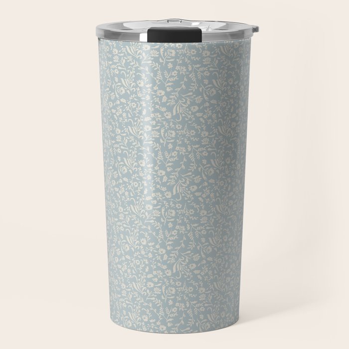 Ditsy Toile Floral - Aquamarine Travel Mug Gallery Image 1