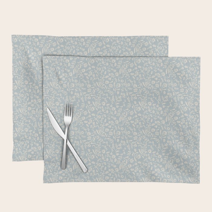 Ditsy Toile Floral - Aquamarine Placemat Gallery Image 1
