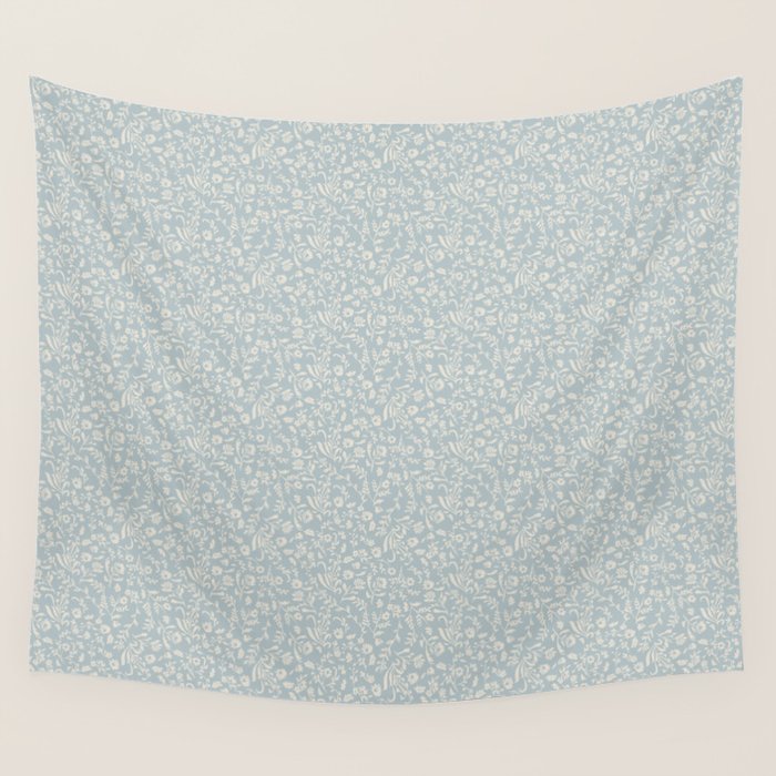 Ditsy Toile Floral - Aquamarine Wall Tapestry Gallery Image 4