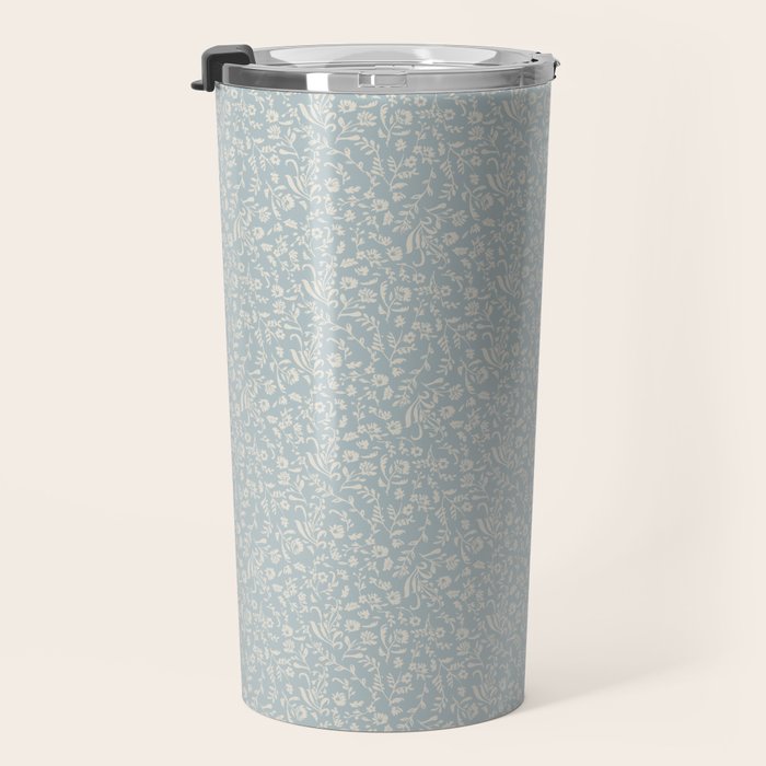 Ditsy Toile Floral - Aquamarine Travel Mug Gallery Image 3