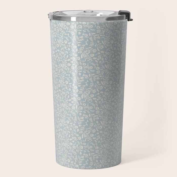 Ditsy Toile Floral - Aquamarine Travel Mug Gallery Image 2
