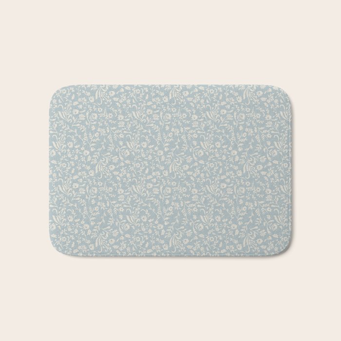 Ditsy Toile Floral - Aquamarine Bath Mat Gallery Image 1