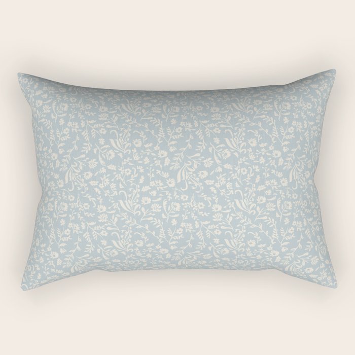 Ditsy Toile Floral - Aquamarine Rectangular Pillow Gallery Image 1