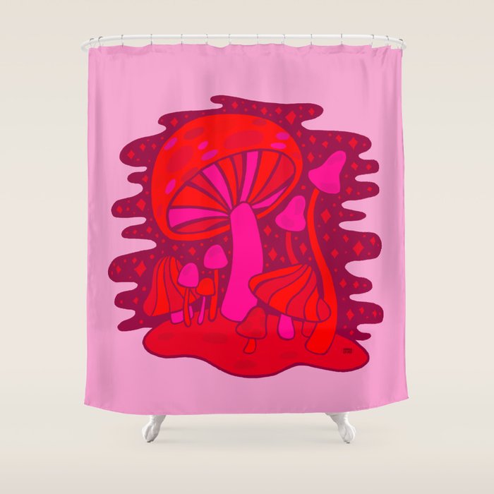 Pink Mushrooms Shower Curtain Gallery Image 1