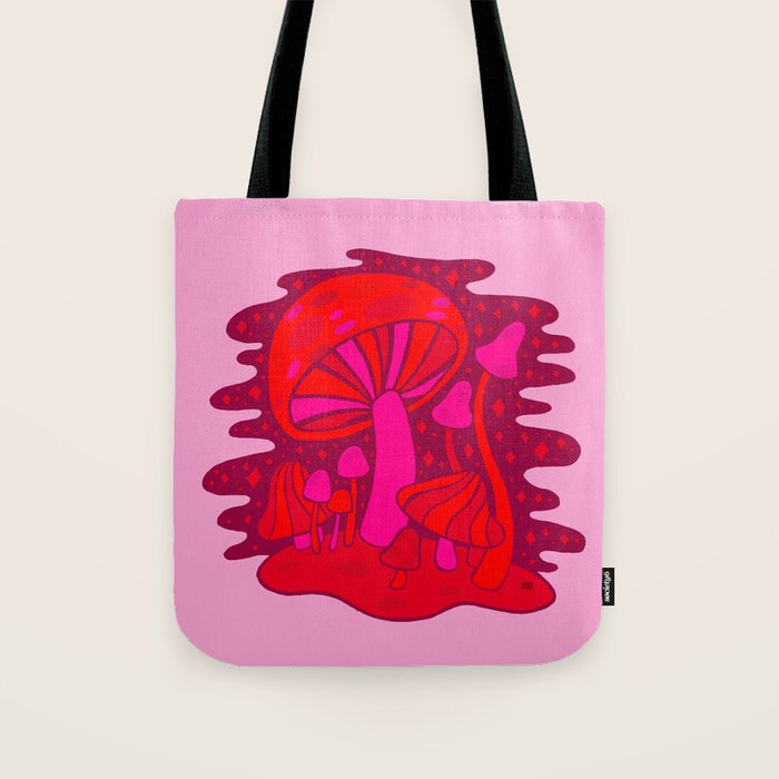 Pink Mushrooms Tote Bag Gallery Image 1