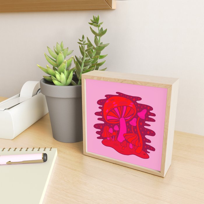 Pink Mushrooms Mini Art Print Gallery Image 2