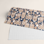 Whimsical Gingerbread Christmas Village // blue and brown Wrapping Paper Gallery Image 2