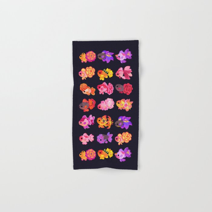 Flower goldfish - dark Bath Towel Gallery Image 1