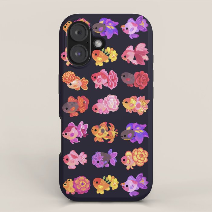 Flower goldfish - dark iPhone Case Gallery Image 1