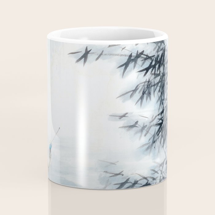 Traditional Japanese Ink Fishing Boat Mountain River Landscape Coffee Mug Gallery Image 4