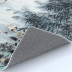 Traditional Japanese Ink Fishing Boat Mountain River Landscape Rug Gallery Image 4