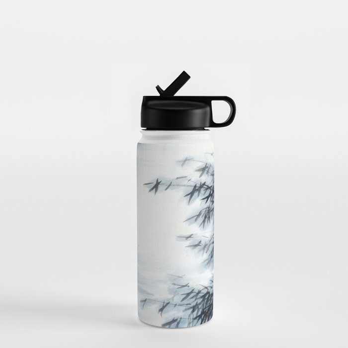 Traditional Japanese Ink Fishing Boat Mountain River Landscape Water Bottle Gallery Image 1