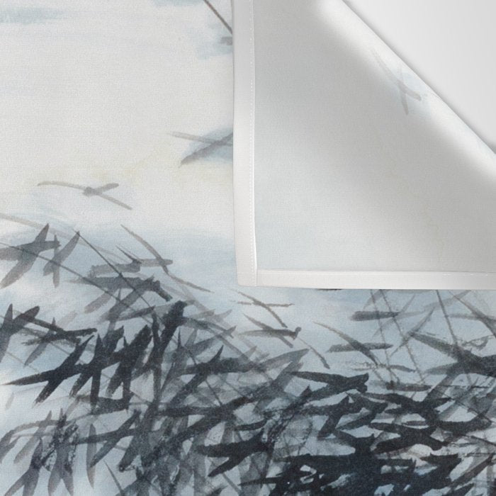 Traditional Japanese Ink Fishing Boat Mountain River Landscape Wall Tapestry Gallery Image 3