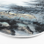 Traditional Japanese Ink Fishing Boat Mountain River Landscape Bath Mat Gallery Image 3