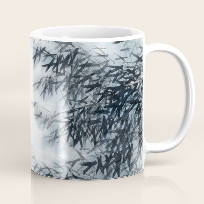 Traditional Japanese Ink Fishing Boat Mountain River Landscape Coffee Mug Gallery Image 1