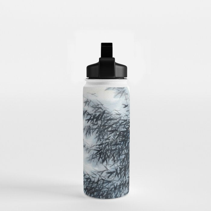 Traditional Japanese Ink Fishing Boat Mountain River Landscape Water Bottle Gallery Image 2