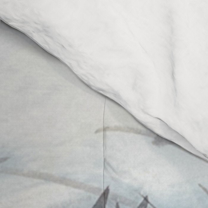 Traditional Japanese Ink Fishing Boat Mountain River Landscape Comforter Gallery Image 4